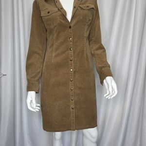Moda International Brown Corduroy Long Sleeve Dress